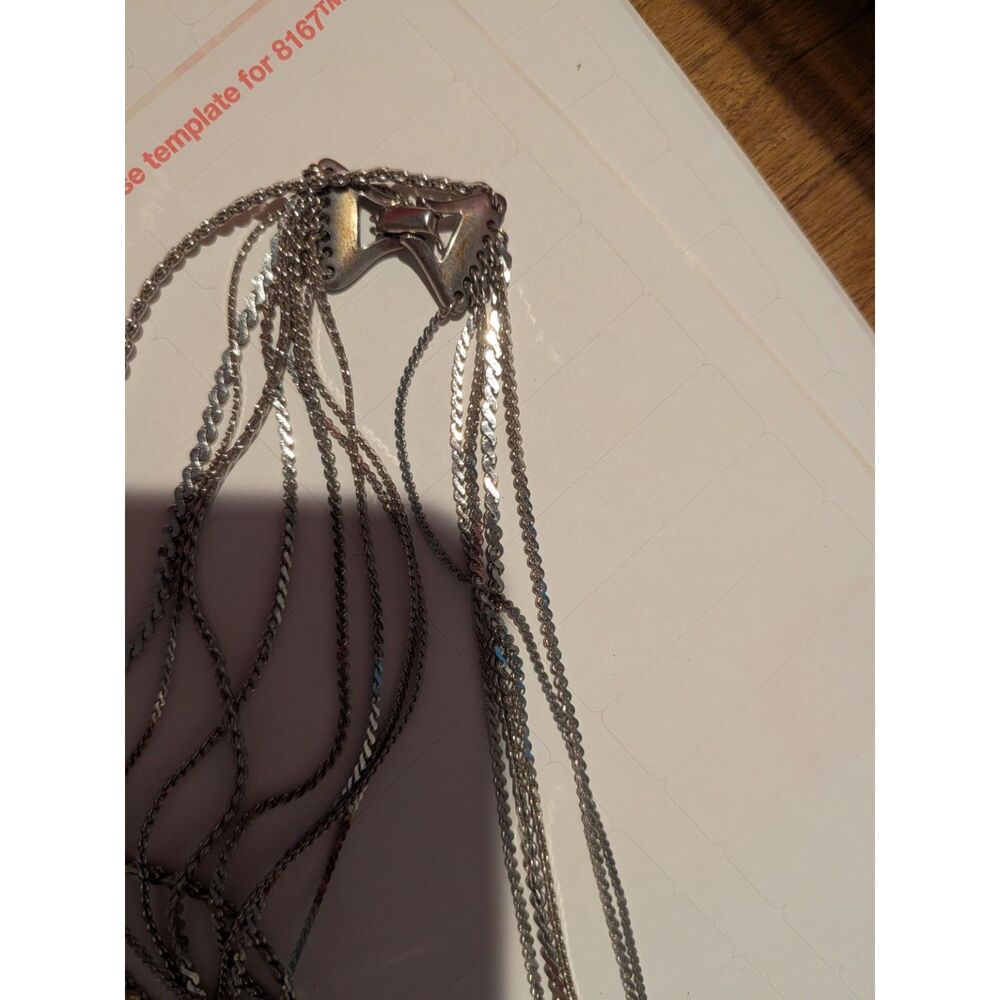 Vintage Vendome Signed Multi Strand Silver Tone Chain
